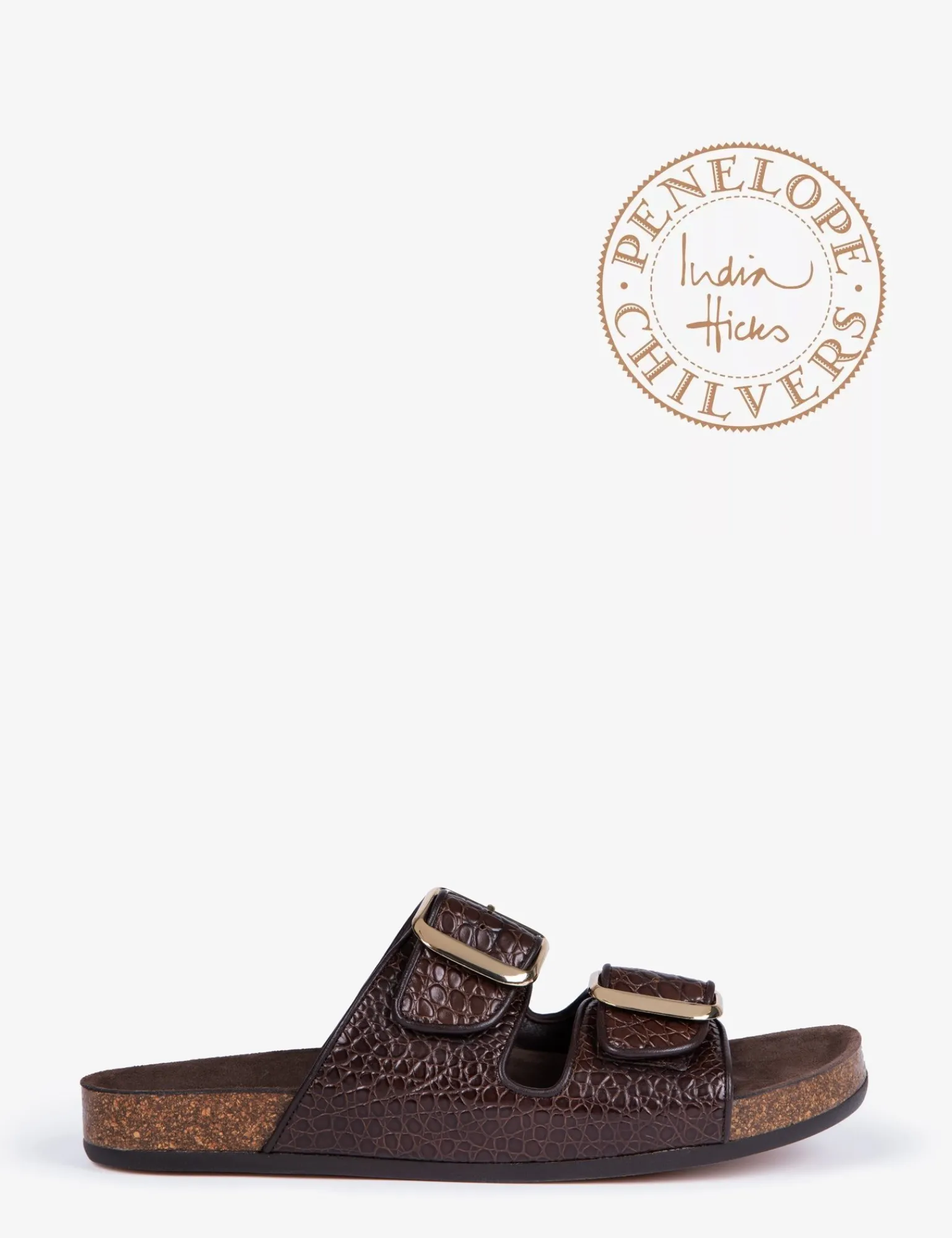 Penelope Chilvers Faro Pool Slide (Bahamas Moc-Croc Pool Slide) BitterChocolate Best